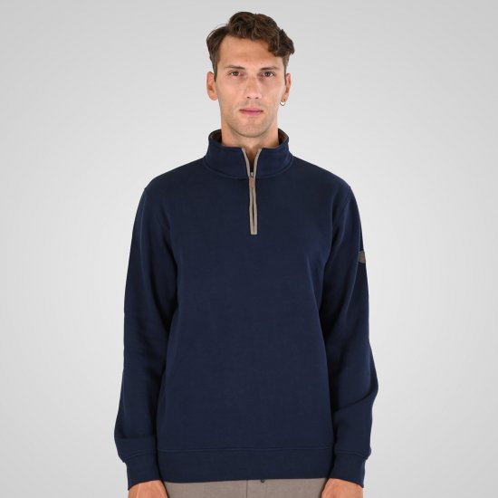Double Outfitters MTOP-1163 Sweatshirt med halv dragkedja Mörkblå - Tröjor & hoodies - Stora hoodies & tröjor - 2XL-14XL