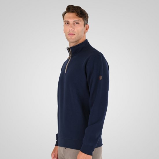 Double Outfitters MTOP-1163 Sweatshirt med halv dragkedja Mörkblå - Tröjor & hoodies - Stora hoodies & tröjor - 2XL-14XL