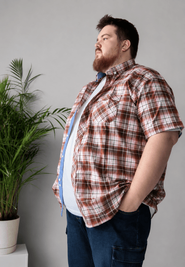 Kam Jeans 6368 Checked Short Sleeve Shirt Red - Skjortor - Stora skjortor - 2XL-8XL