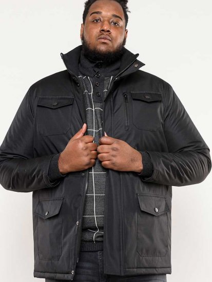 D555 Fargo Five Pocket Jacket With Ribbed Neck and Inner Quilting Black - Jackor - Stora jackor - 2XL-12XL
