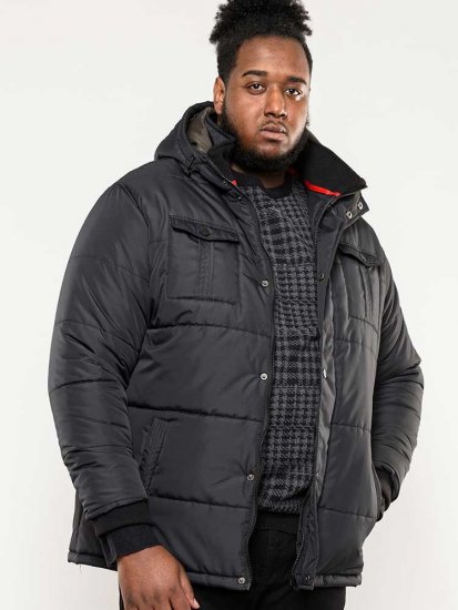 D555 Lonsdale Parka Style Jacket With Embroidery Patch On Sleeve Black - Jackor - Stora jackor - 2XL-12XL