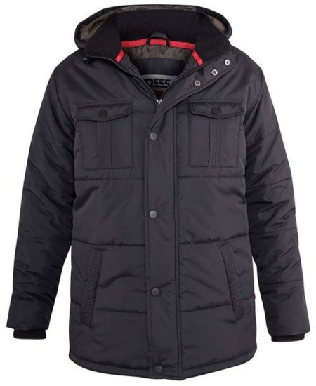 D555 Lonsdale Parka Style Jacket With Embroidery Patch On Sleeve Black - Jackor - Stora jackor - 2XL-12XL