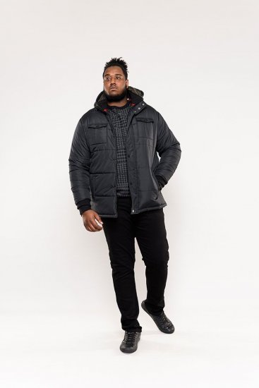 D555 Lonsdale Parka Style Jacket With Embroidery Patch On Sleeve Black - Jackor - Stora jackor - 2XL-12XL