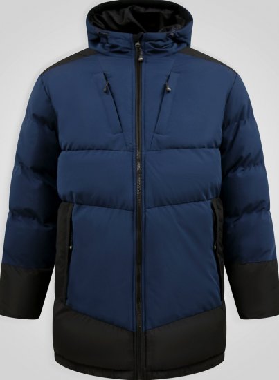 D555 Hank Ripstop Contrast Panelled Padded Hooded Jacket Mörkblå - Jackor - Stora jackor - 2XL-12XL
