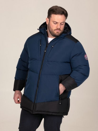 D555 Hank Ripstop Contrast Panelled Padded Hooded Jacket Mörkblå - Jackor - Stora jackor - 2XL-12XL