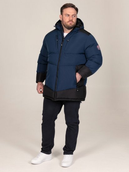 D555 Hank Ripstop Contrast Panelled Padded Hooded Jacket Mörkblå - Jackor - Stora jackor - 2XL-12XL