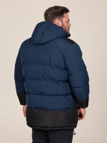 D555 Hank Ripstop Contrast Panelled Padded Hooded Jacket Mörkblå - Jackor - Stora jackor - 2XL-12XL