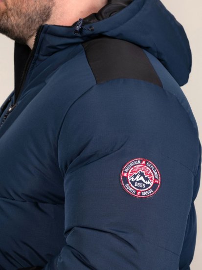 D555 Hank Ripstop Contrast Panelled Padded Hooded Jacket Mörkblå - Jackor - Stora jackor - 2XL-12XL