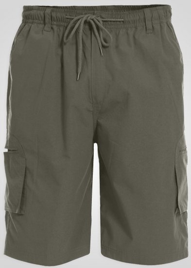 D555 Nick Cargoshorts med elastisk midja Khaki - Shorts - Stora shorts W40-W60