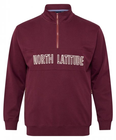 North Latitude Half Zip Sweatshirt Vinröd - Tröjor & hoodies - Stora hoodies & tröjor - 2XL-14XL