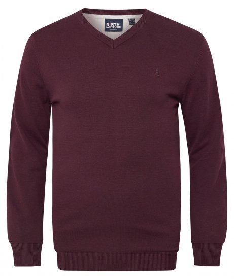 North Latitude 53133 V-Neck Knit Röd - Tröjor & hoodies - Stora hoodies & tröjor - 2XL-14XL