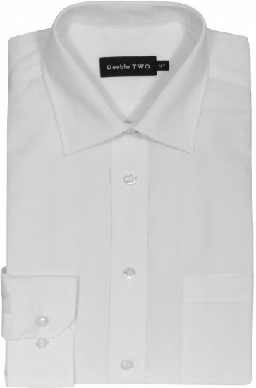 Double TWO Non-Iron Poplin Long Sleeve White - Skjortor - Stora skjortor - 2XL-8XL