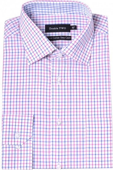 Double TWO Formal Shirt 3576 Pink L/S - Skjortor - Stora skjortor - 2XL-8XL