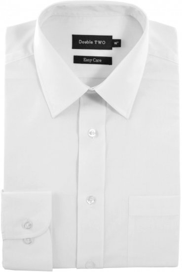 Double TWO Classic Easy Care Long Sleeve White - Skjortor - Stora skjortor - 2XL-8XL