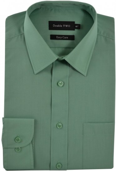 Double TWO Classic Easy Care Long Sleeve Green - Skjortor - Stora skjortor - 2XL-8XL