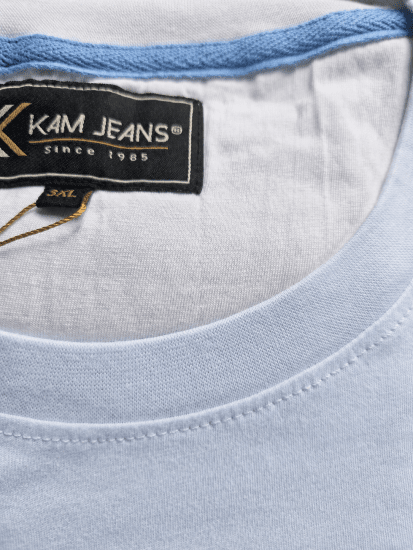 Kam Jeans 5780 Cut And Sew Panel T-Shirt Navy - T-shirts - Stora T-shirts - 2XL-14XL