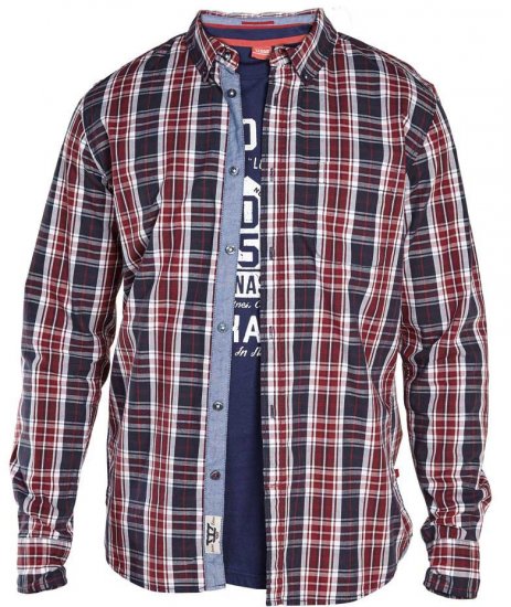 D555 TRUMAN Long Sleeve Shirt & T-shirt Combo - Skjortor - Stora skjortor - 2XL-8XL