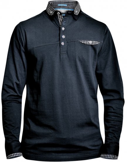 D555 REMUS Long Sleeve Polo Shirt Black - Pikétröjor - Stora pikétröjor - 2XL-8XL