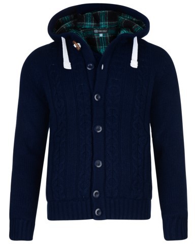 Kam Jeans Padded Knitted Cardigan Navy - Tröjor & Hoodies - Stora hoodies & tröjor - 2XL-14XL