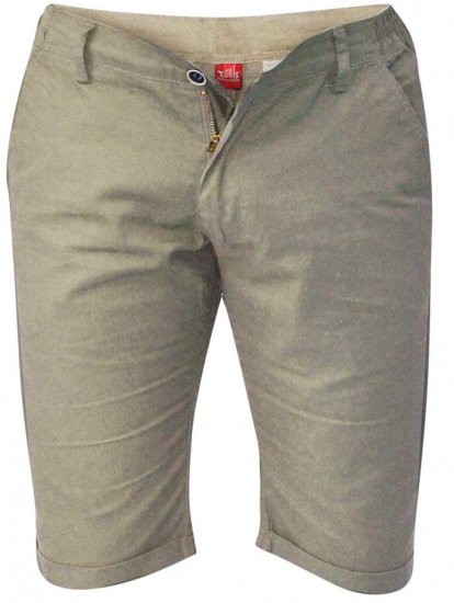 D555 PANAMA Chino Short With Side Elasticated Waist Khaki - Shorts - Stora shorts W40-W60