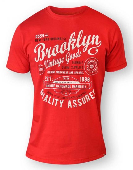 D555 NEAL Brooklyn Crew Neck T-Shirt Red - T-shirts - Stora T-shirts - 2XL-14XL