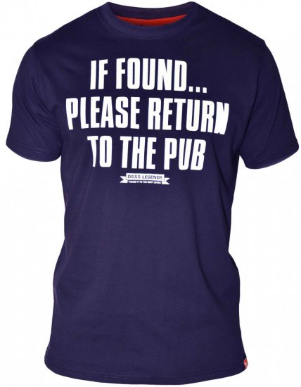 D555 SIMON 'Return To The Pub' T-Shirt Navy - T-shirts - Stora T-shirts - 2XL-14XL