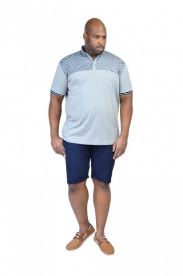 D555 MAURICE Top Paneled Short Sleeve Polo Grey - Pikétröjor - Stora pikétröjor - 2XL-8XL