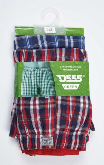 D555 PLAID Boxer Shorts Pack of Two - Underkläder & badkläder - Stora underkläder för män