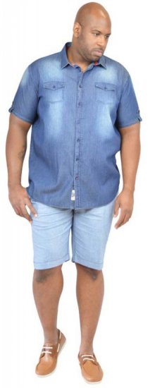 D555 DESTIN Twin Pocket Short Sleeve Vintage Denim Shirt - Skjortor - Stora skjortor - 2XL-8XL
