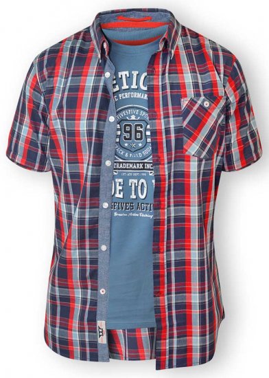 D555 MALCOLM Short Sleeve Button Down Shirt & T-shirt Combo - Skjortor - Stora skjortor - 2XL-8XL