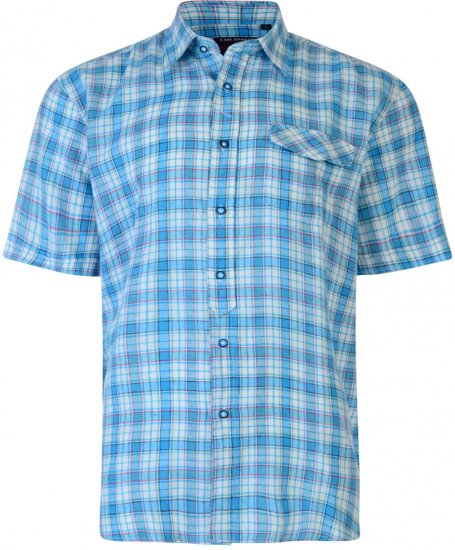 Kam Jeans Short Sleeve Check Shirt Turquoise - Skjortor - Stora skjortor - 2XL-8XL