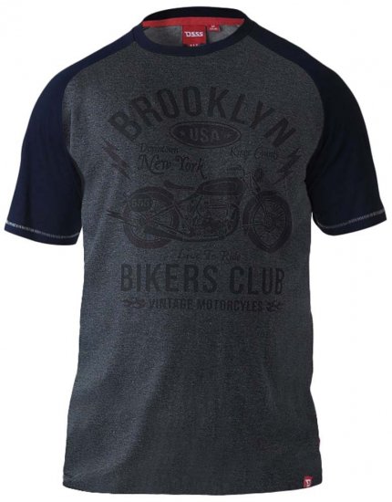 D555 HIRALDO Brooklyn Bikers Club T-Shirt Charcoal/Black - T-shirts - Stora T-shirts - 2XL-14XL