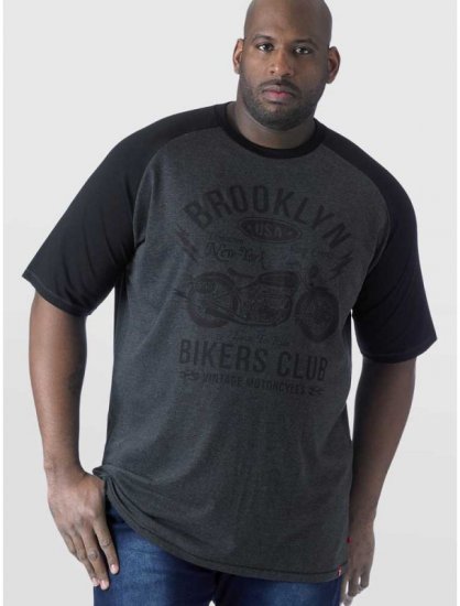 D555 HIRALDO Brooklyn Bikers Club T-Shirt Charcoal/Black - T-shirts - Stora T-shirts - 2XL-14XL