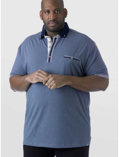 D555 SWANN Short Sleeve Stretch Polo Denim Melange - Pikétröjor - Stora pikétröjor - 2XL-8XL
