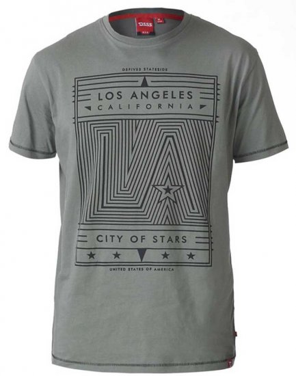 D555 OAKLEY LA Geometric Print Crew Neck T-Shirt Khaki - T-shirts - Stora T-shirts - 2XL-14XL
