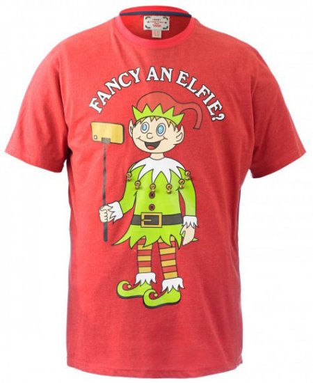 D555 Fancy an Elfie T-shirt Red - T-shirts - Stora T-shirts - 2XL-14XL