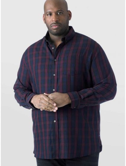 D555 Nixon LS Shirt Navy/Wine - Skjortor - Stora skjortor - 2XL-8XL