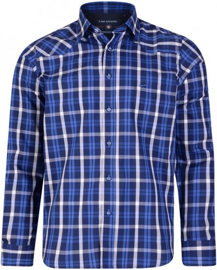 Kam Jeans 6143 Long Sleeve Shirt Navy - Skjortor - Stora skjortor - 2XL-8XL