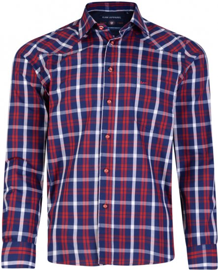 Kam Jeans 6143 Long Sleeve Shirt Red - Skjortor - Stora skjortor - 2XL-8XL