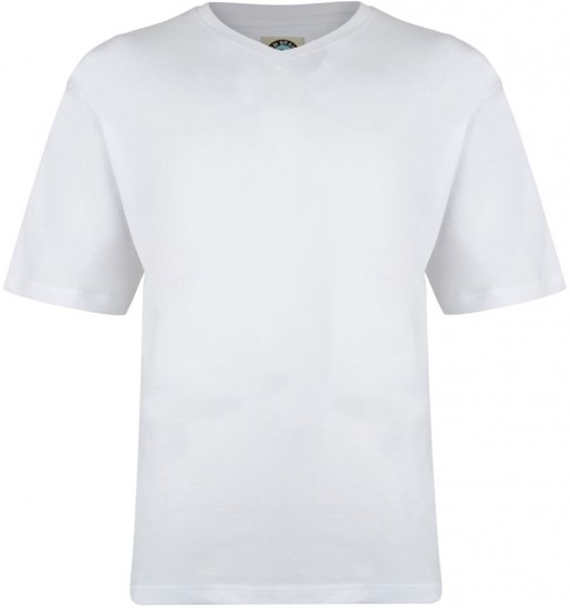 Kam Jeans V-neck T-shirt White - T-shirts - Stora T-shirts - 2XL-14XL
