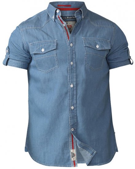 D555 Nathan Short Sleeve Shirt Blue - Skjortor - Stora skjortor - 2XL-8XL