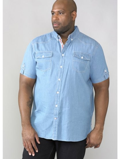 D555 Nathan Short Sleeve Shirt Blue - Skjortor - Stora skjortor - 2XL-8XL