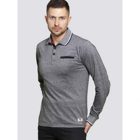 D555 Brockville Long Sleeve Polo Grey - Pikétröjor - Stora pikétröjor - 2XL-8XL