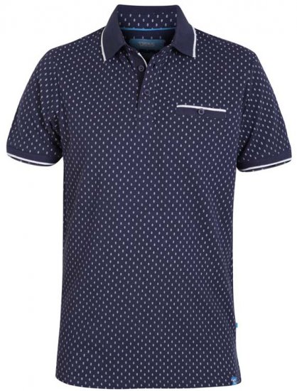 D555 Rogers Printed Polo Navy - Pikétröjor - Stora pikétröjor - 2XL-8XL