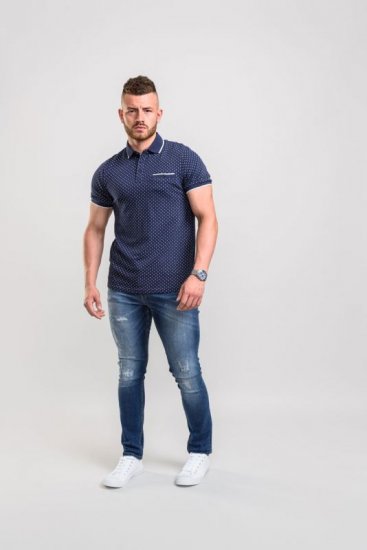 D555 Rogers Printed Polo Navy - Pikétröjor - Stora pikétröjor - 2XL-8XL