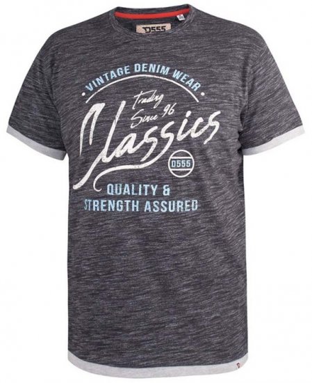 D555 Albury Black Double Layer Printed T-Shirt - T-shirts - Stora T-shirts - 2XL-14XL