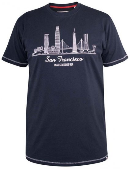 D555 Randwick San Francisco Printed T-Shirt Navy - T-shirts - Stora T-shirts - 2XL-14XL