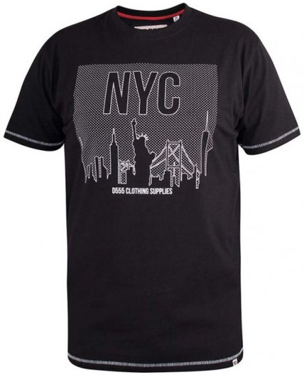 D555 Willoughby NYC Dot Printed T-Shirt Black - T-shirts - Stora T-shirts - 2XL-8XL