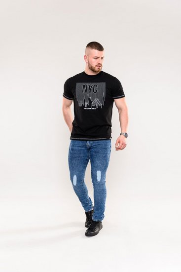 D555 Willoughby NYC Dot Printed T-Shirt Black - T-shirts - Stora T-shirts - 2XL-14XL