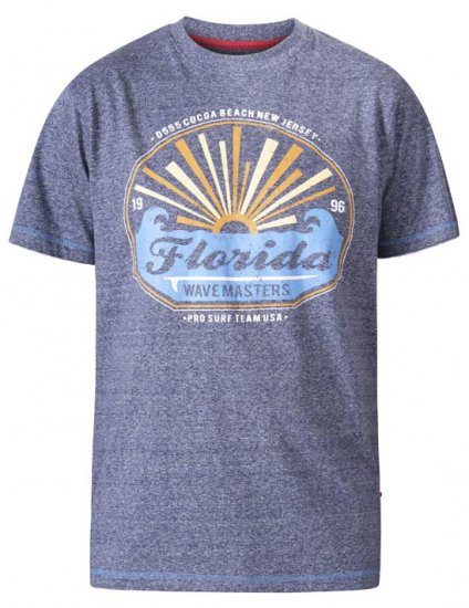 D555 Hallam Florida Wave Masters Crew Neck T-Shirt Navy Twist - T-shirts - Stora T-shirts - 2XL-14XL
